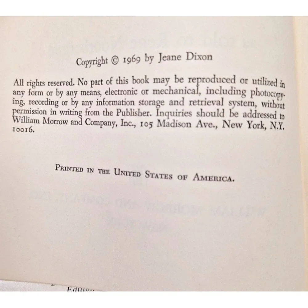 My Life and Prophecies Jeane Dixon HC 1st Ed 1969 Christian‎ New Age Prophecy